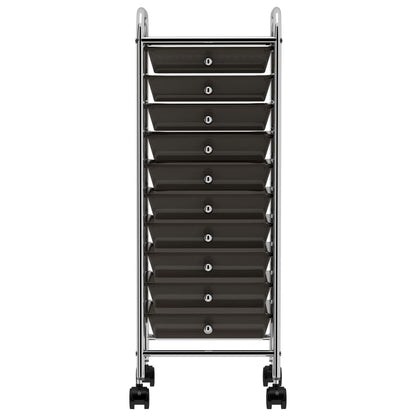 Opbergtrolley met 10 lades mobiel kunststof zwart 10 Zwart