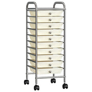 Storage Trolley with 10 Drawers Mobile Plastic White