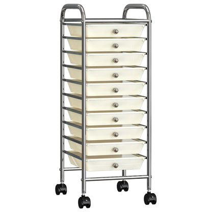 Opbergtrolley met 10 lades mobiel kunststof wit 10 Wit