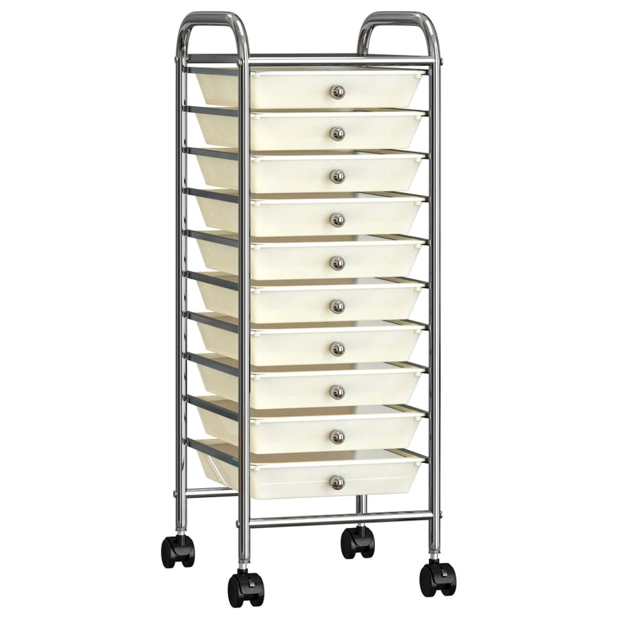 Opbergtrolley met 10 lades mobiel kunststof wit 10 Wit