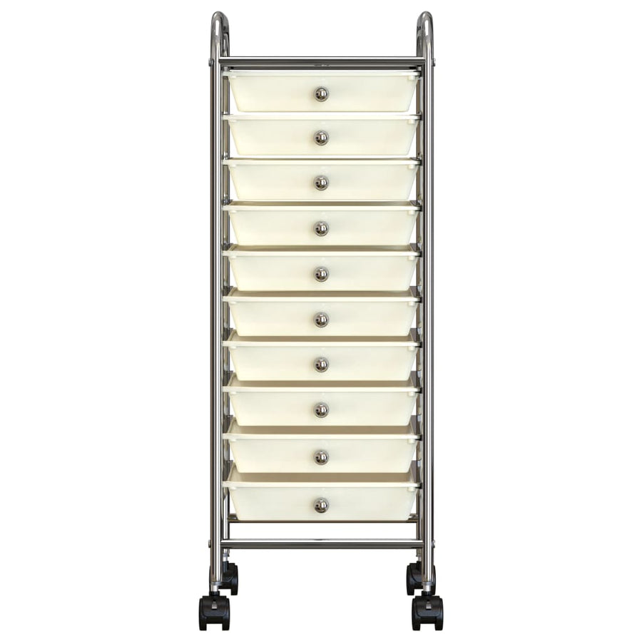 Opbergtrolley met 10 lades mobiel kunststof wit 10 Wit