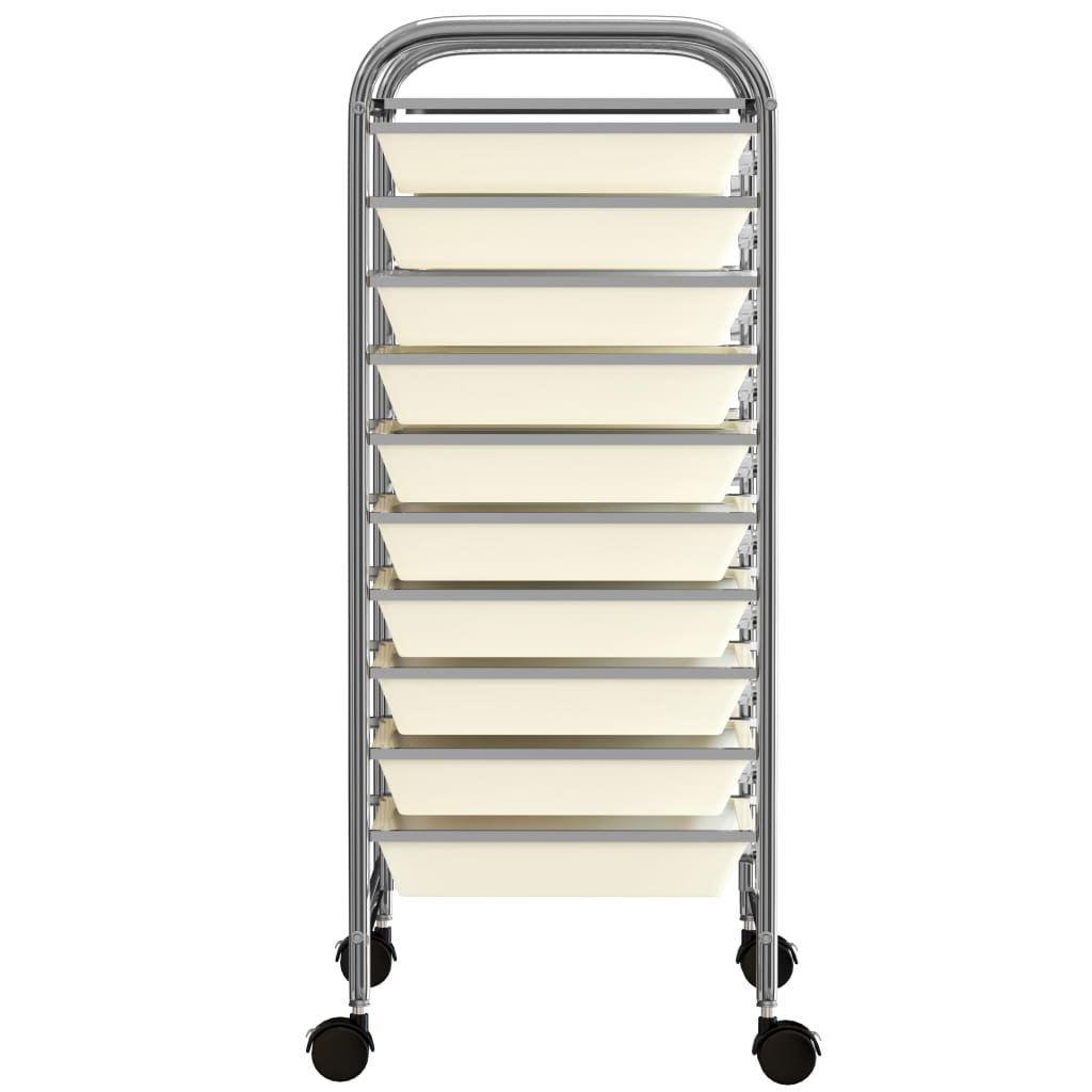 Opbergtrolley met 10 lades mobiel kunststof wit 10 Wit