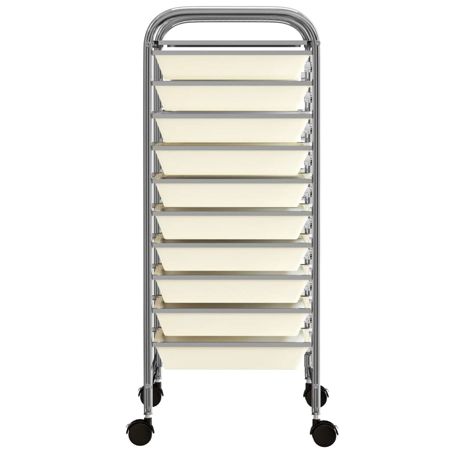 Opbergtrolley met 10 lades mobiel kunststof wit 10 Wit