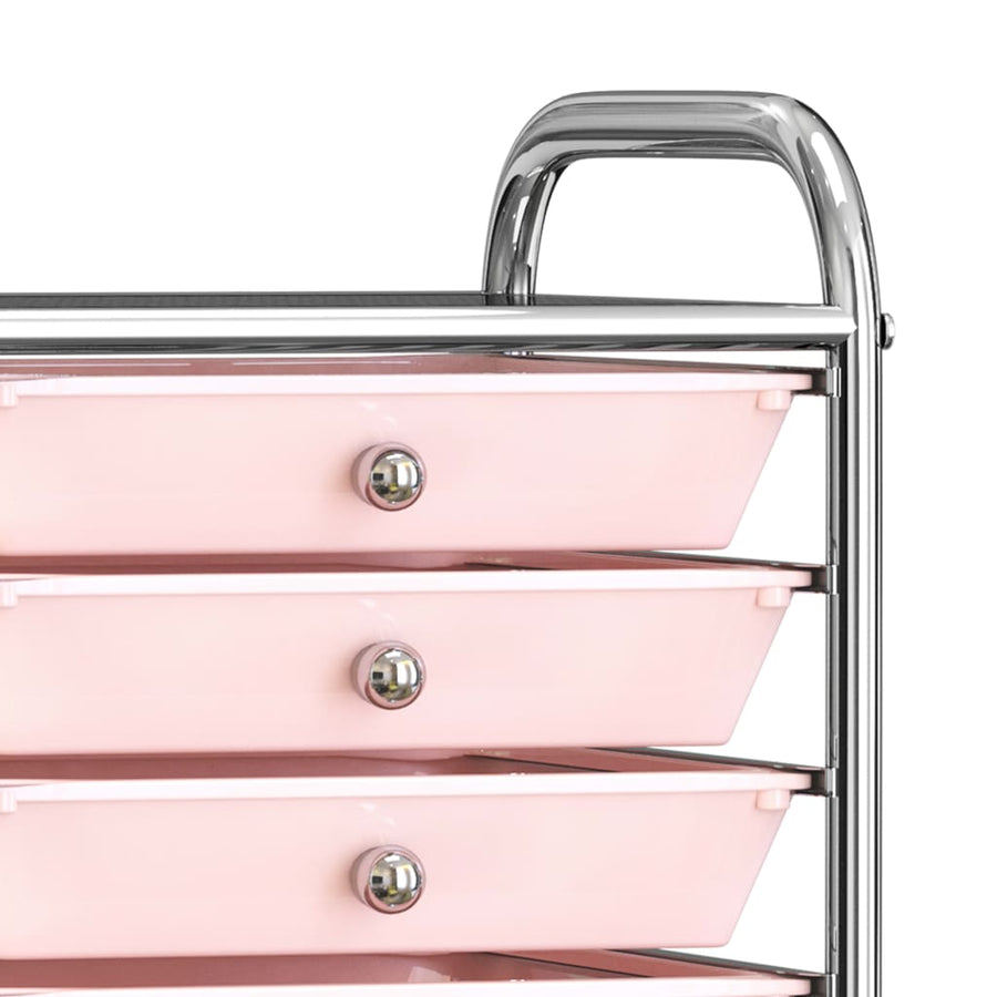 Opbergtrolley met 10 lades mobiel kunststof ombre roze Roze