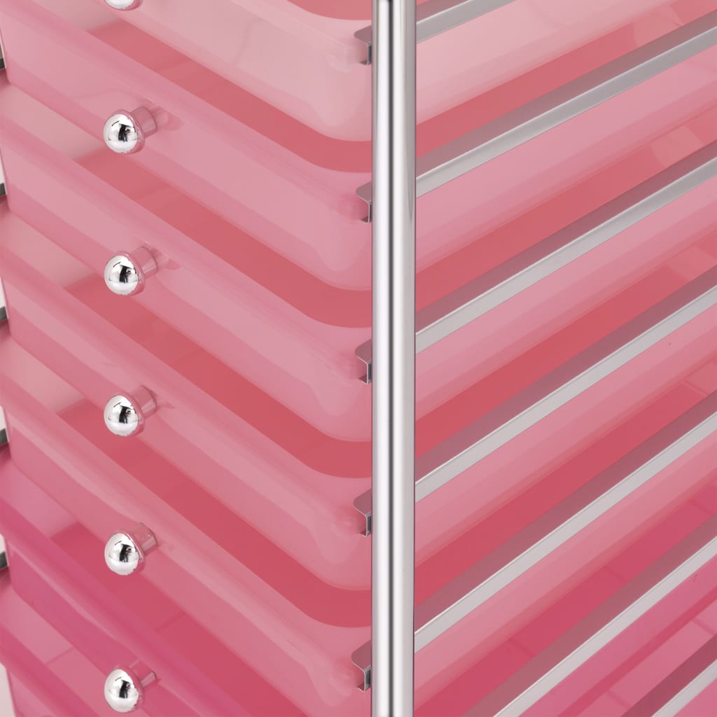 Opbergtrolley met 10 lades mobiel kunststof ombre roze Roze