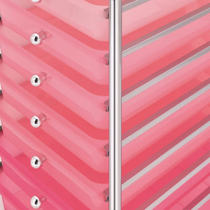Opbergtrolley met 10 lades mobiel kunststof ombre roze Roze