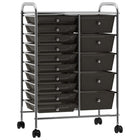Opbergtrolley 15 lades kunststof zwart 63x36,5x90,5 cm