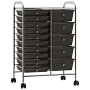 Opbergtrolley 15 lades kunststof zwart 63x36,5x90,5 cm