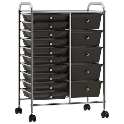 Opbergtrolley met 15 lades mobiel XXL kunststof zwart Zwart