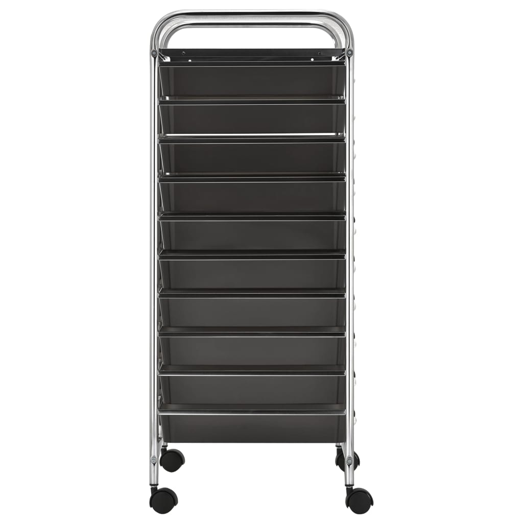 Opbergtrolley met 15 lades mobiel XXL kunststof zwart Zwart