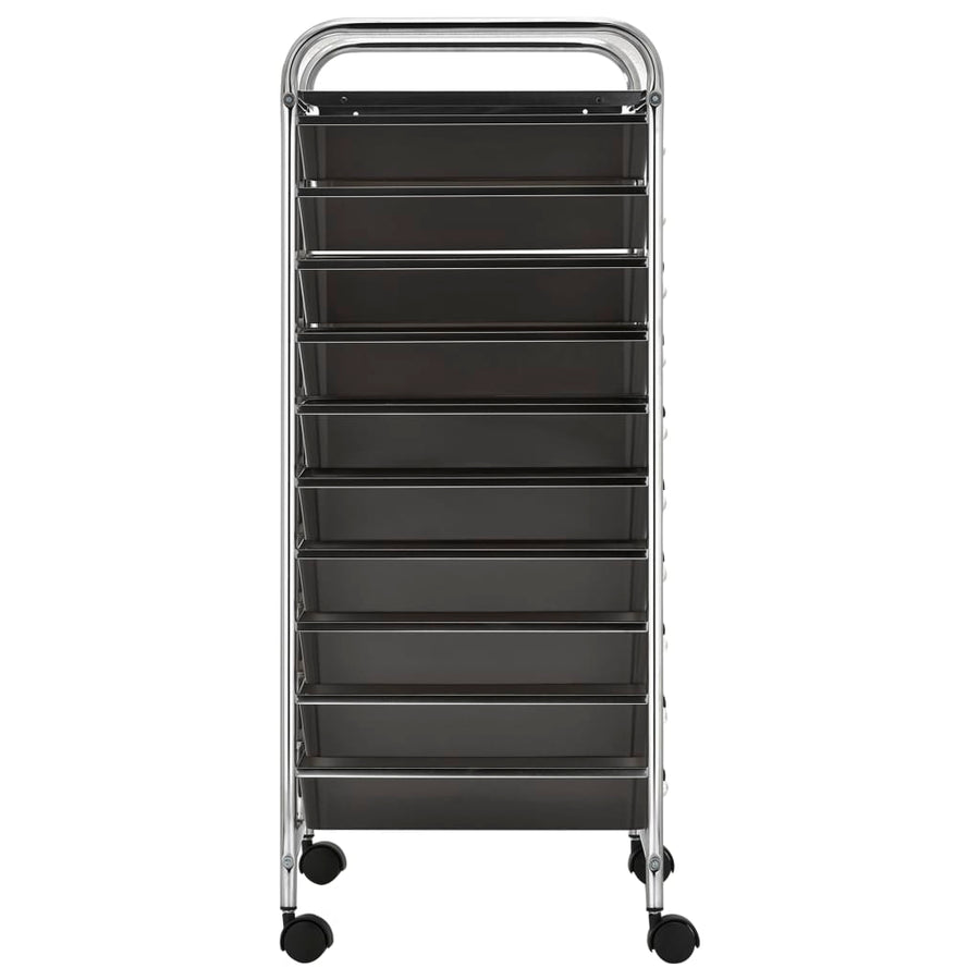 Opbergtrolley met 15 lades mobiel XXL kunststof zwart Zwart
