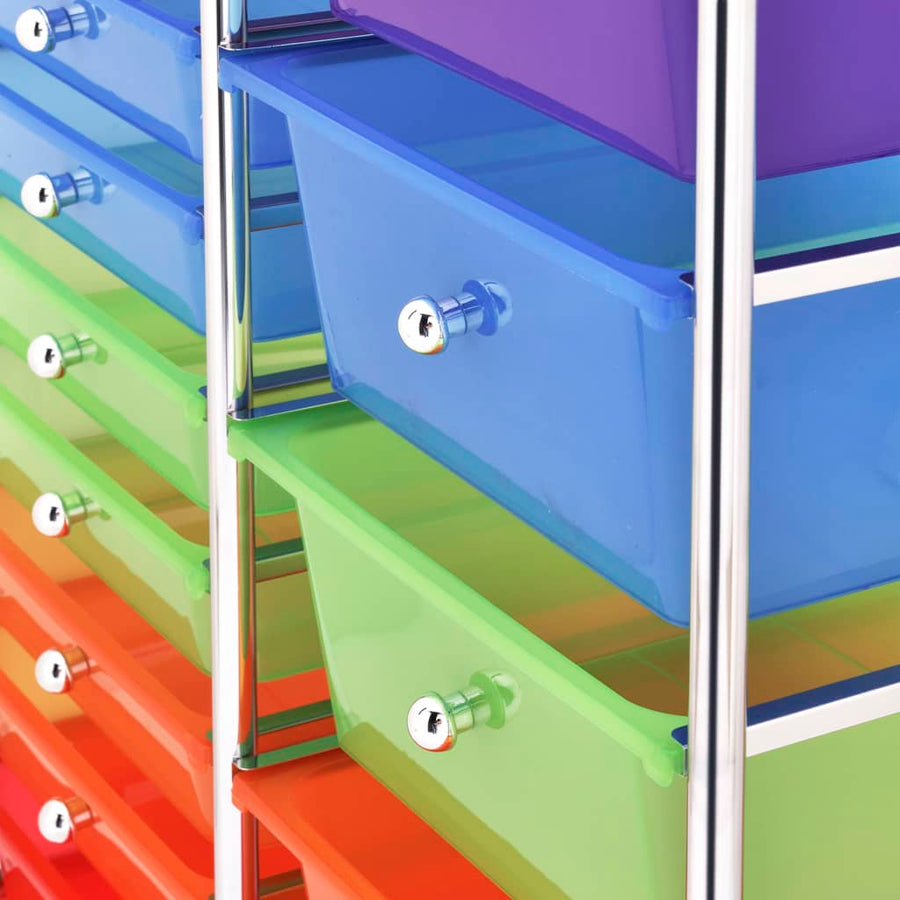 Opbergtrolley met 15 lades mobiel XXL kunststof meerkleurig Multikleur