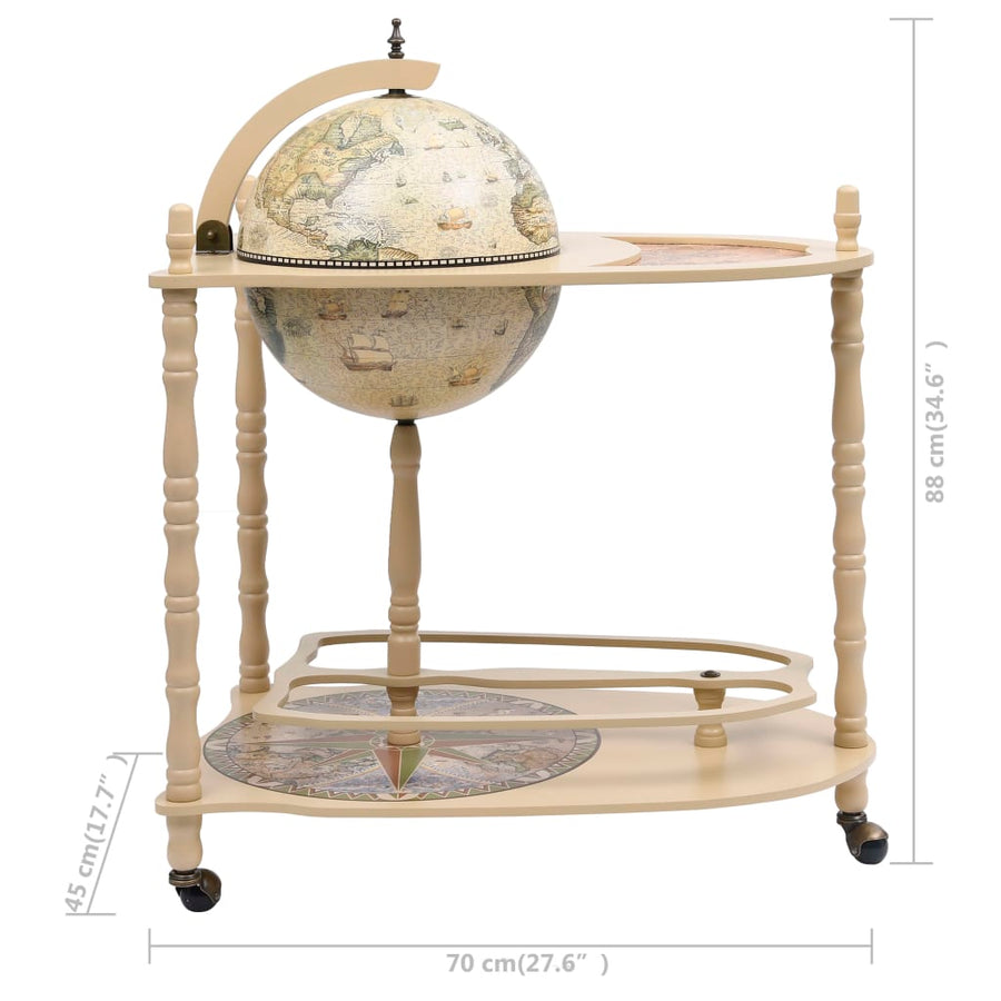 Globebar Vrijstaand Eucalyptushout Groen en wit