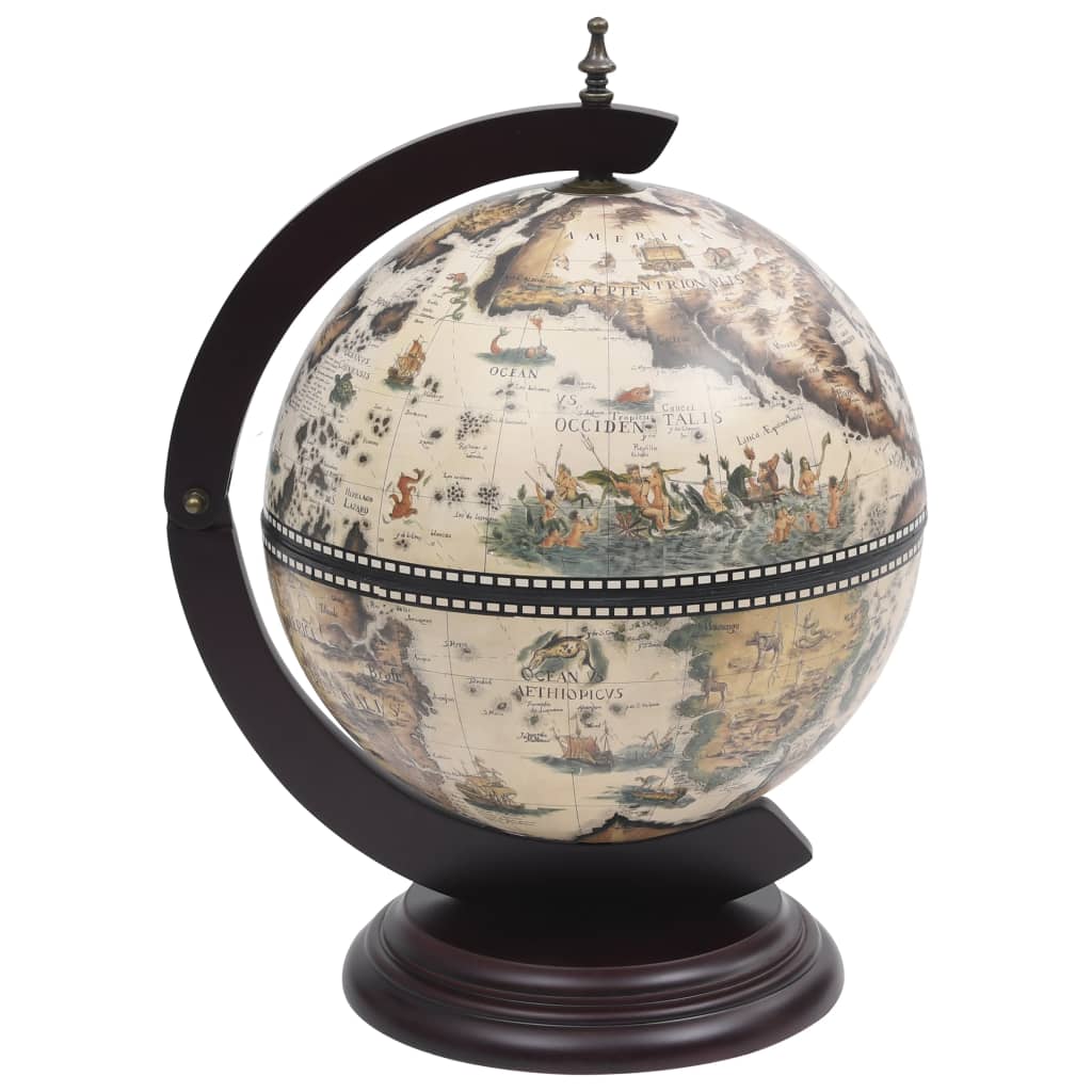 Globebar Tafelmodel Eucalyptushout Wit en bruin