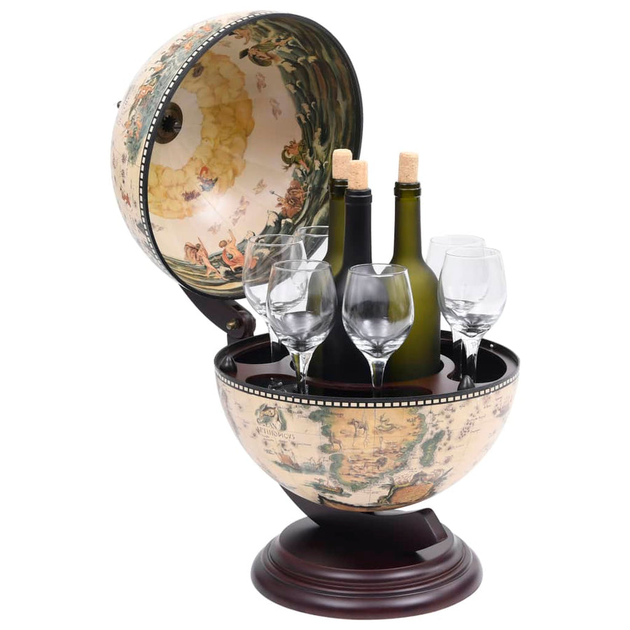 Globebar Tafelmodel Eucalyptushout Wit en bruin