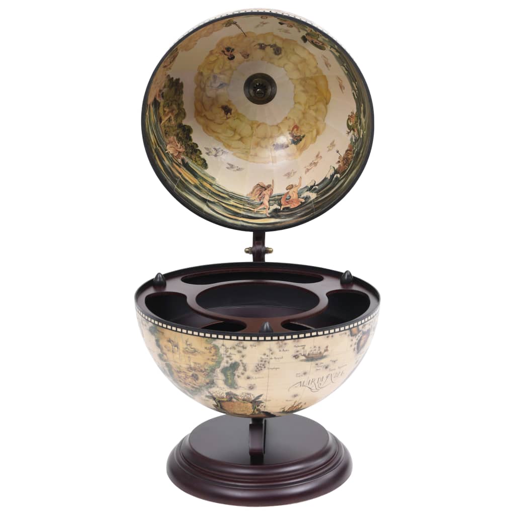 Globebar Tafelmodel Eucalyptushout Wit en bruin