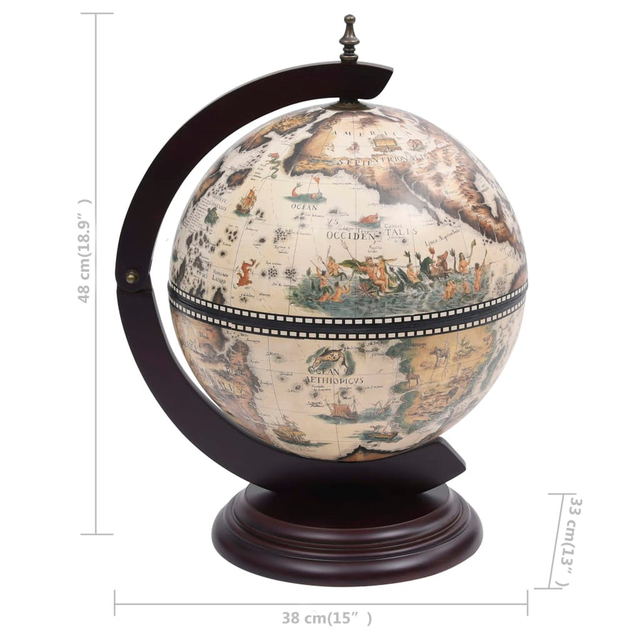 Globebar Tafelmodel Eucalyptushout Wit en bruin