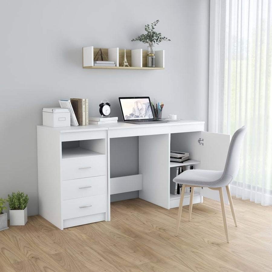 Bureau 140X50X76 Cm Bewerkt Hout Wit