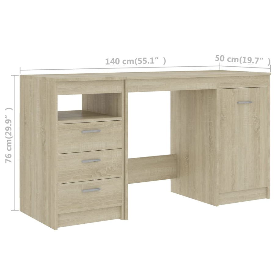 Bureau 140x50x76 cm spaanplaat sonoma eikenkleurig Sonoma eiken