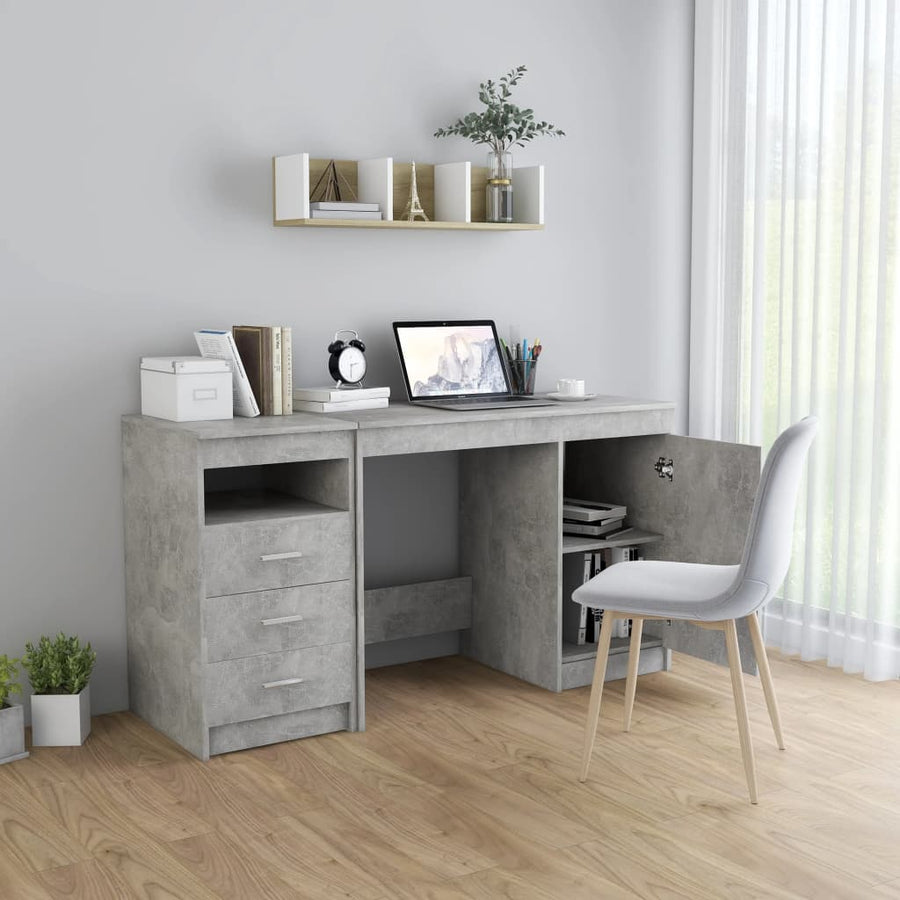 Bureau 140x50x76 cm spaanplaat betongrijs Betongrijs