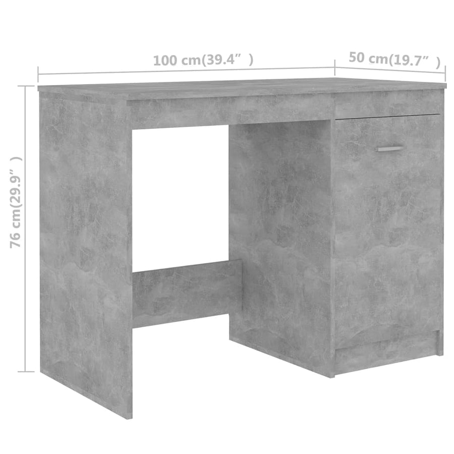 Bureau 140x50x76 cm spaanplaat betongrijs Betongrijs