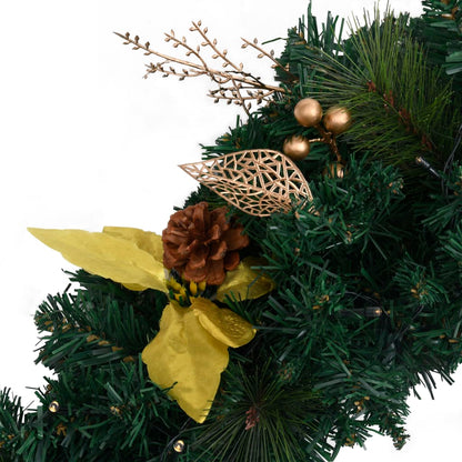 Kerstkrans Met Led Lampjes 60 Cm Pvc Groen Groen & goudkleurig