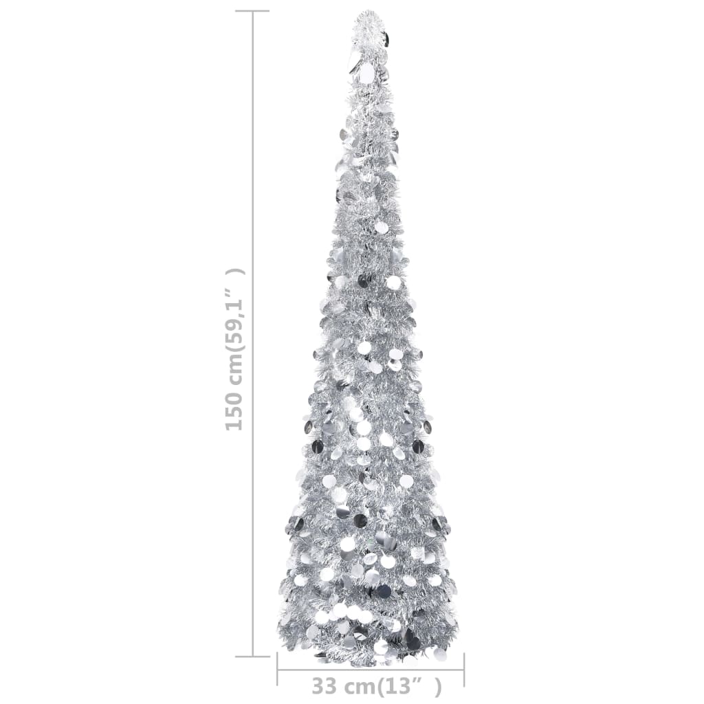 Kunstkerstboom pop-up 150 cm PET zilverkleurig