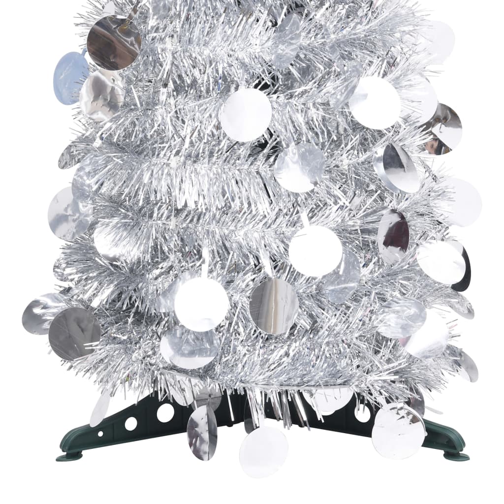 Kunstkerstboom pop-up 180 cm PET zilverkleurig