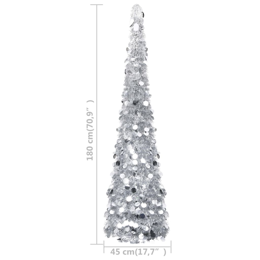 Kunstkerstboom pop-up 180 cm PET zilverkleurig