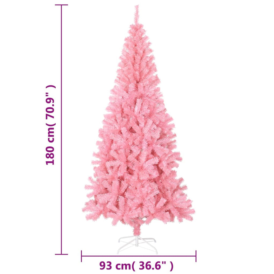 Kunstkerstboom met standaard 180 cm PVC roze
