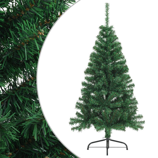 Kunstkerstboom met standaard half 150 cm PVC groen