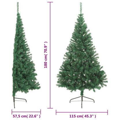 Kunstkerstboom met standaard half 180 cm PVC groen