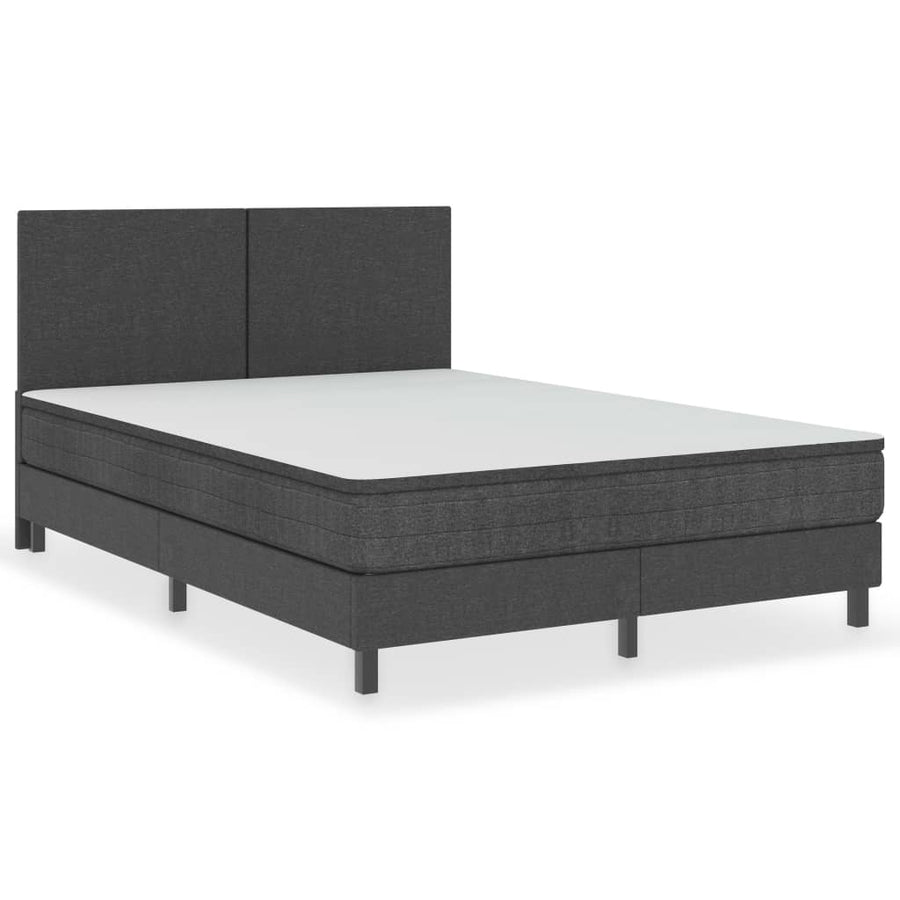 Boxspring Stof Donkergrijs 160 x 200 cm Effen hoofdeinde + 24,5 cm bedbodem