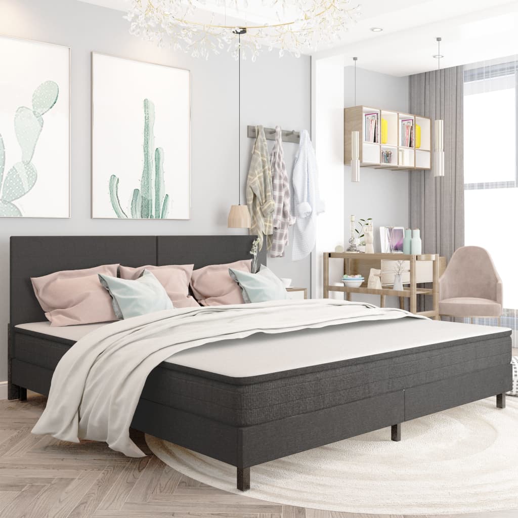 Boxspring Stof Donkergrijs 200 x 200 cm