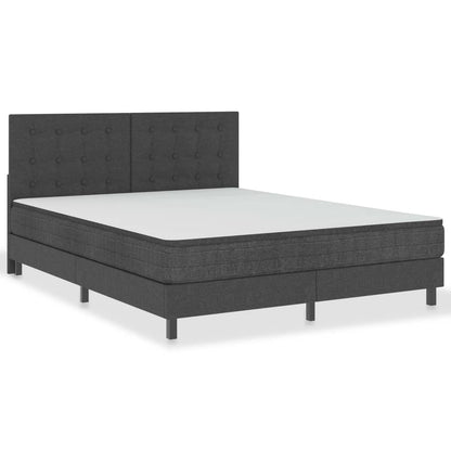 Boxspring Stof Donkergrijs 160 x 200 cm Gecapitonneerd hoofdeinde + 24,5 cm bedbodem