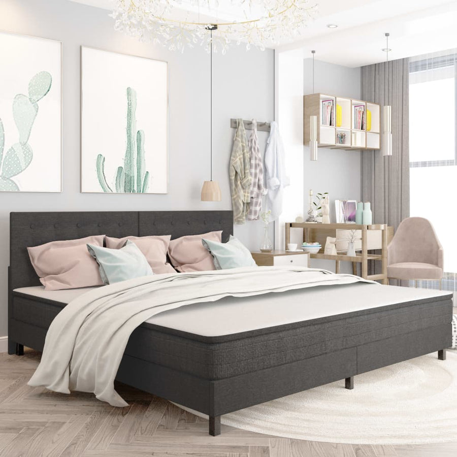 Boxspring Stof Donkergrijs 200 x 200 cm