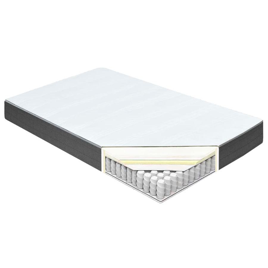 Boxspring Stof Donkergrijs 140 x 200 cm Vierkant hoofdeinde + 24,5 cm bedbodem