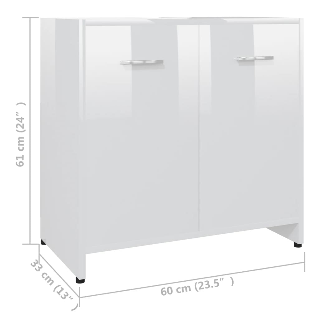 Badkamerkast 60X33X6 Cm Spaanplaat Hoogglans wit