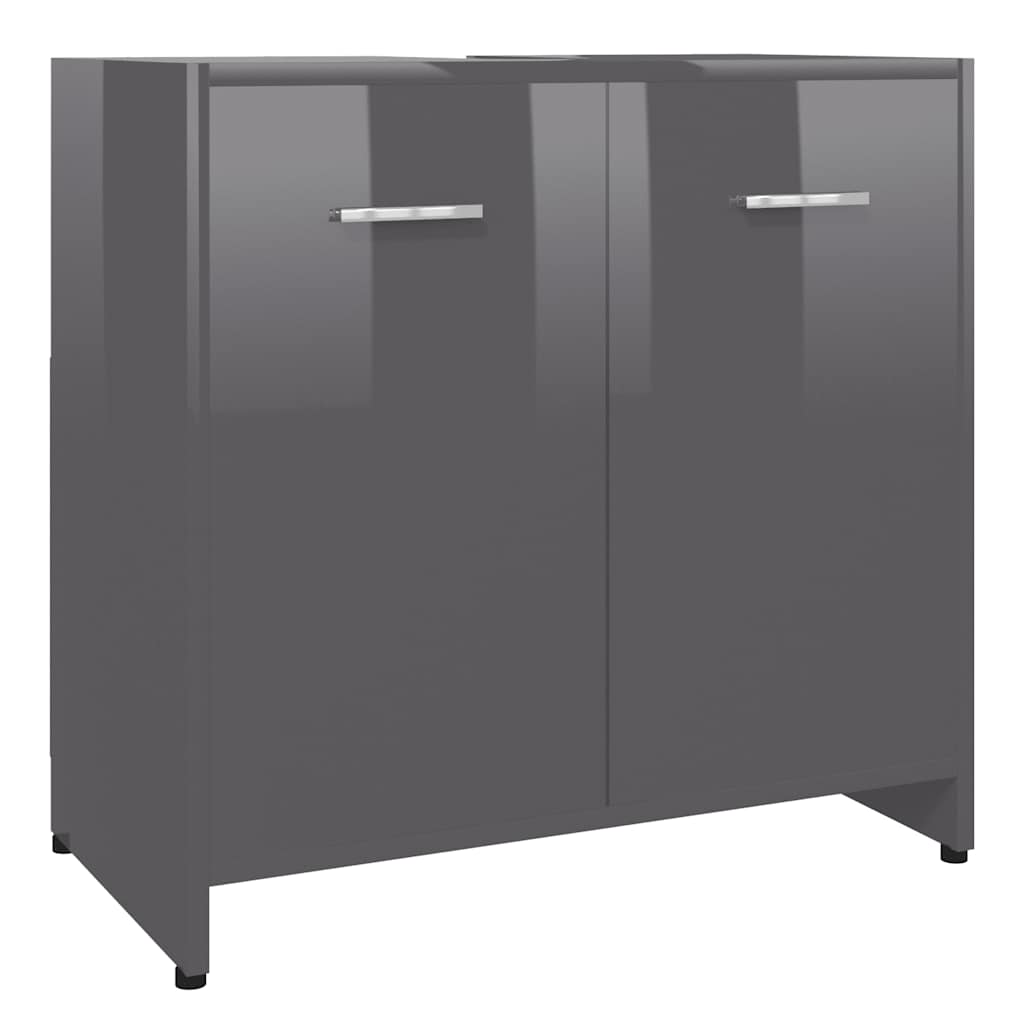 Badkamerkast 60x33x61 cm spaanplaat hoogglans grijs