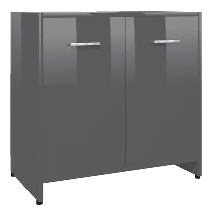 Badkamerkast 60x33x61 cm spaanplaat hoogglans grijs