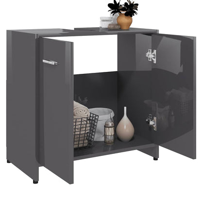 Badkamerkast 60x33x61 cm spaanplaat hoogglans grijs