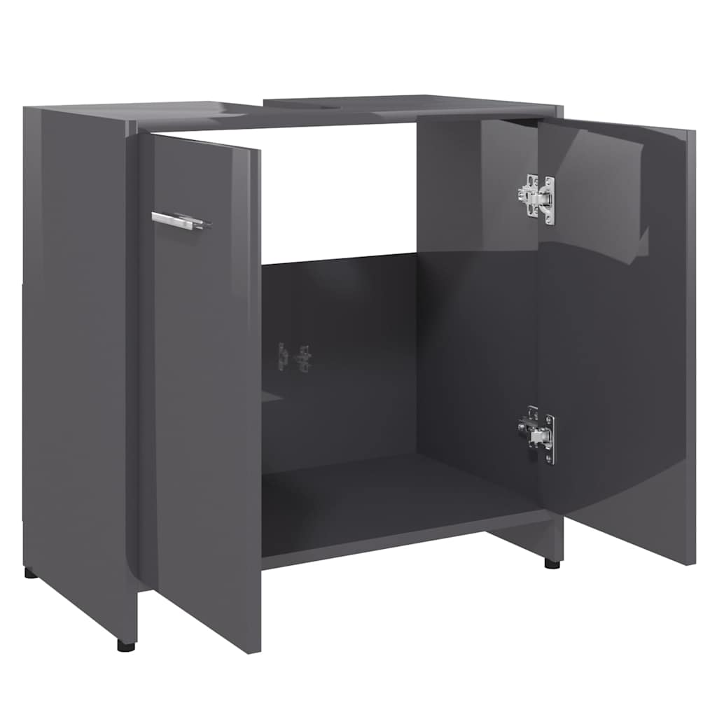Badkamerkast 60x33x61 cm spaanplaat hoogglans grijs