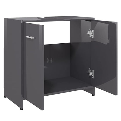 Badkamerkast 60x33x61 cm spaanplaat hoogglans grijs
