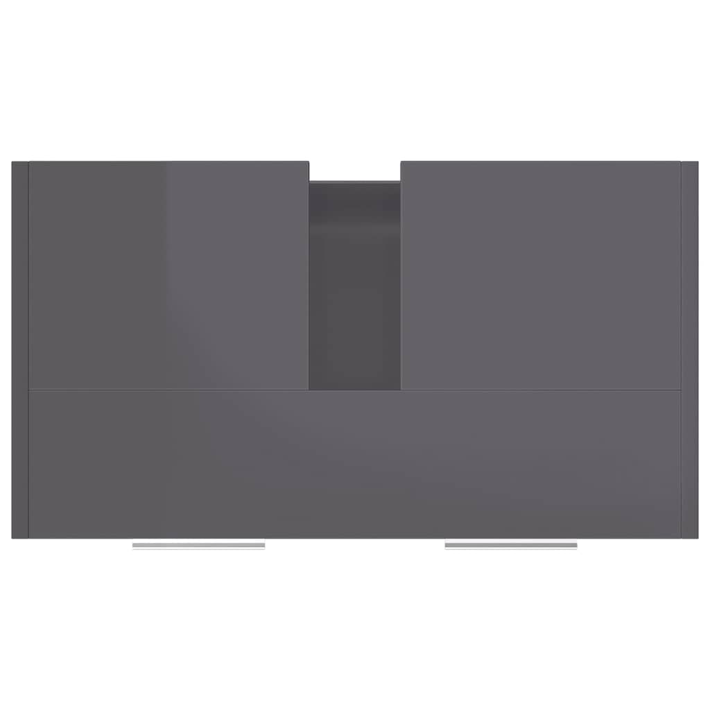 Badkamerkast 60x33x61 cm spaanplaat hoogglans grijs