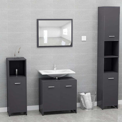 Badkamerkast 60x33x61 cm spaanplaat hoogglans grijs