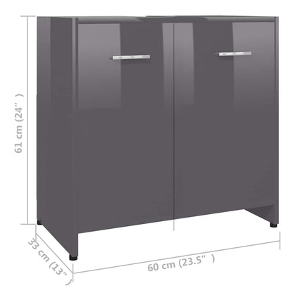 Badkamerkast 60x33x61 cm spaanplaat hoogglans grijs
