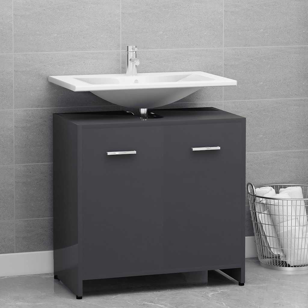 Badkamerkast 60x33x61 cm spaanplaat hoogglans grijs