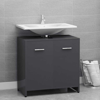 Badkamerkast 60x33x61 cm spaanplaat hoogglans grijs