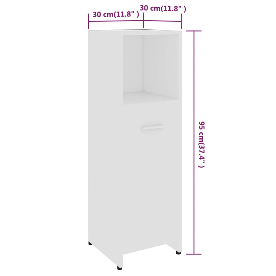 Badkamerkast 30X30X95 Cm Bewerkt Hout Wit