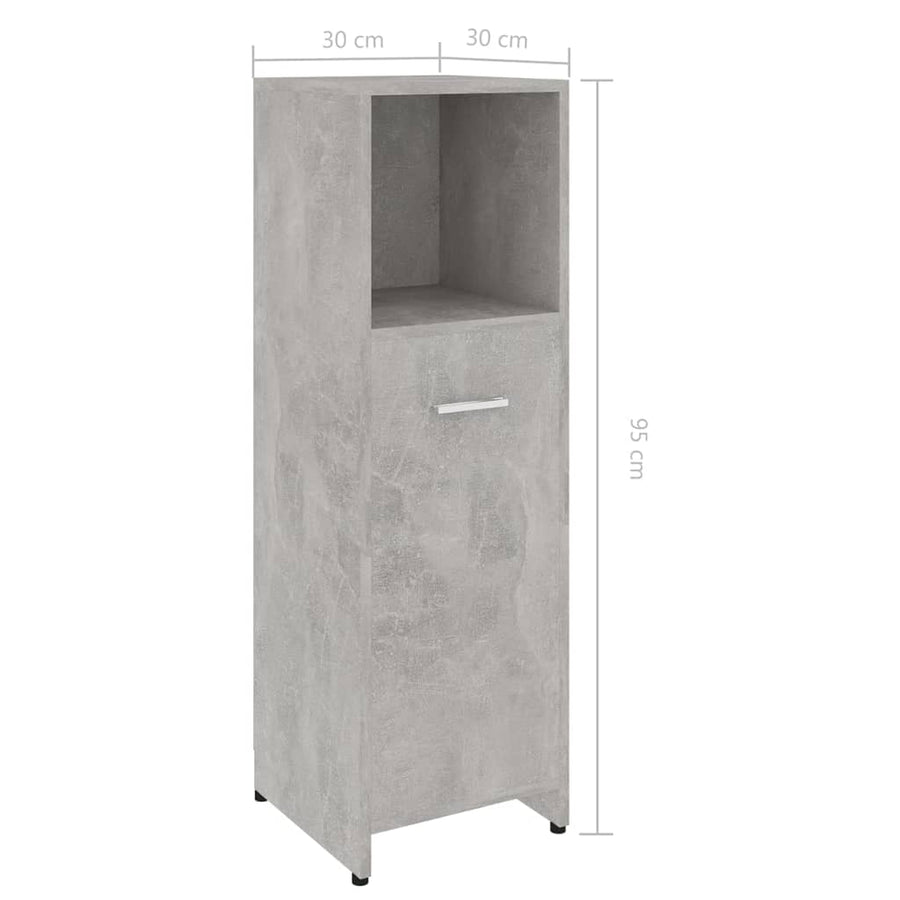 Badkamerkast 30X30X95 Cm Spaanplaat Betongrijs